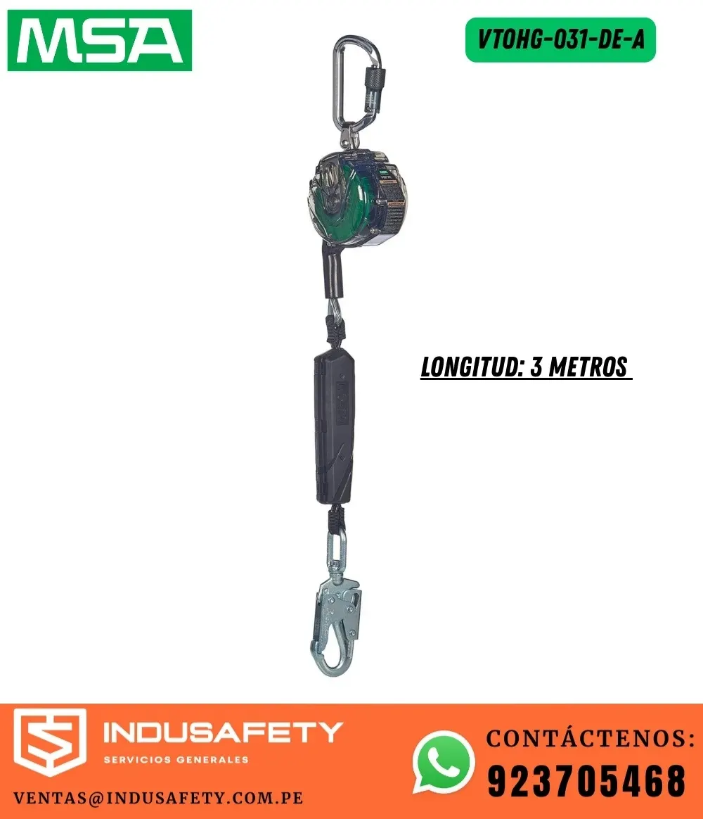 Bloque retráctil MSA de 3 metros con cable de acero