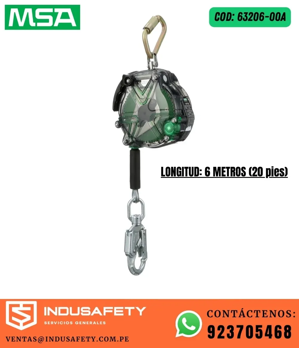 Bloque Retractil MSA V-TEC 63206-00A de 6 metros Cable de Acero