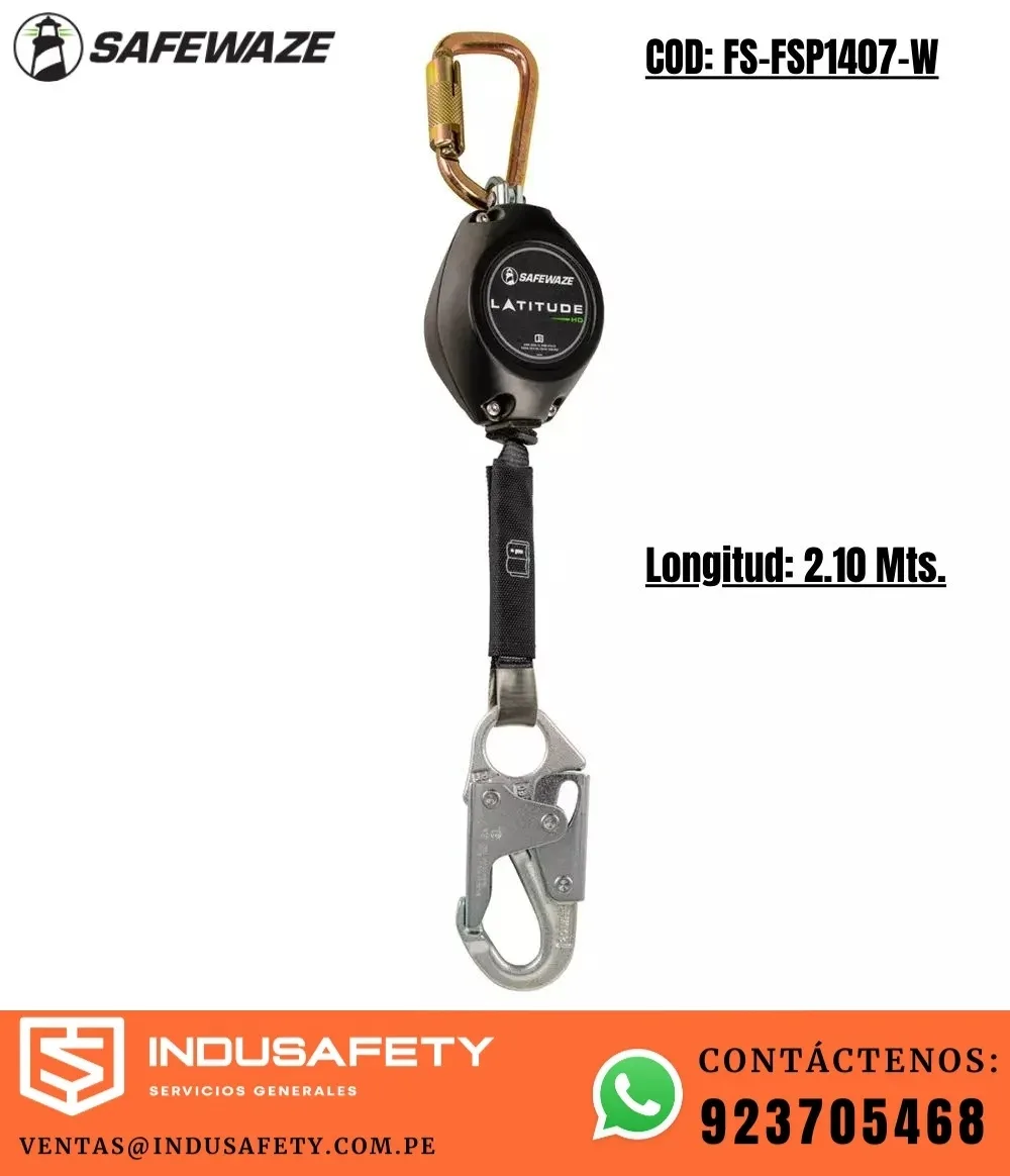 Bloque Retráctil Safewaze FS-FSP1407-W de 2.1 m con cinta para trabajos en altura