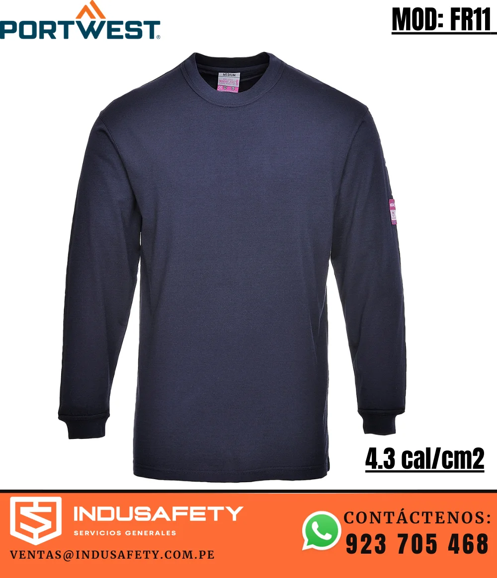 Polo ignífugo FR11 Portwest manga larga antiestático para arco eléctrico