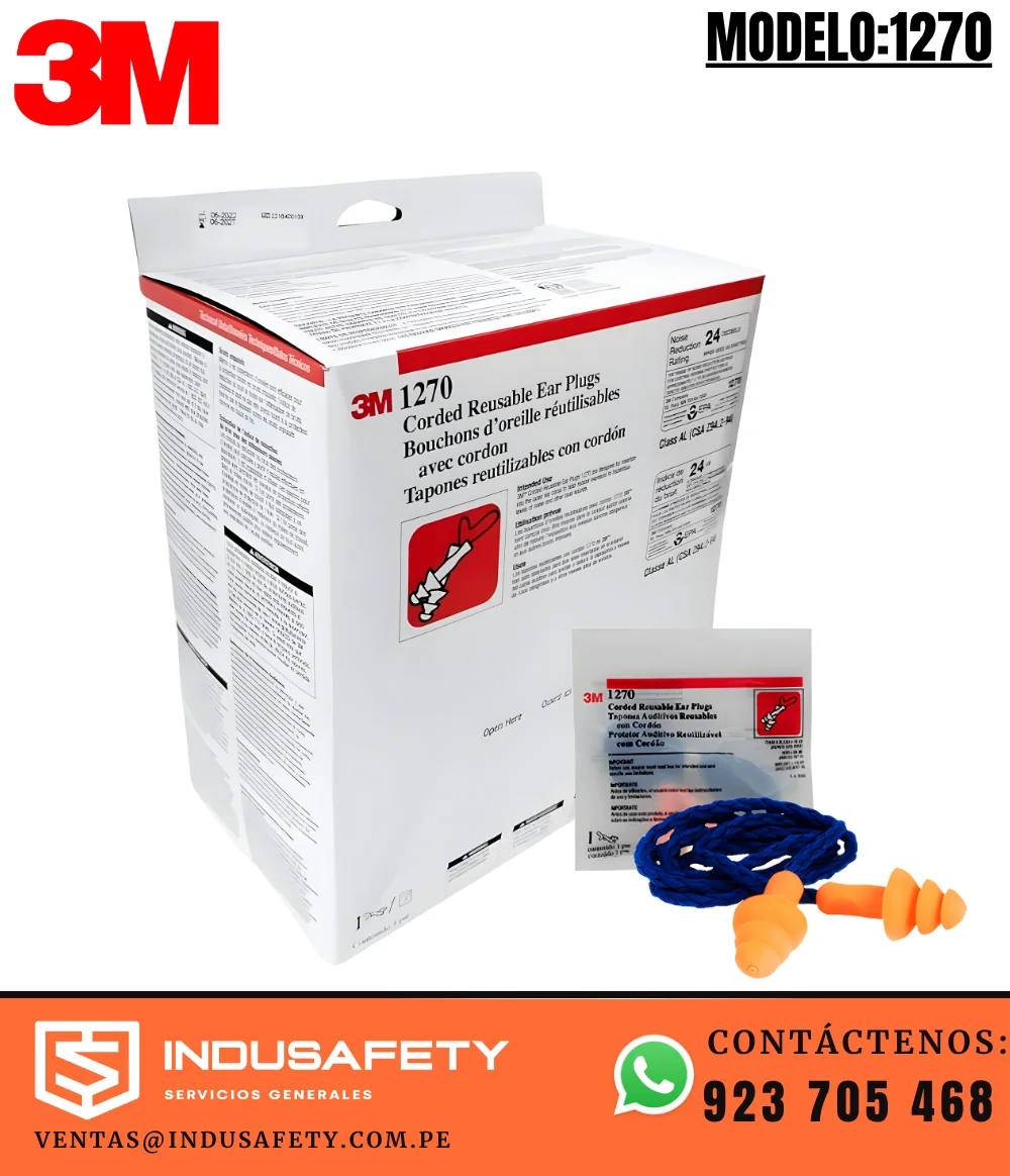 Tapones Auditivos 3M 1270 Reutilizables con Cordón