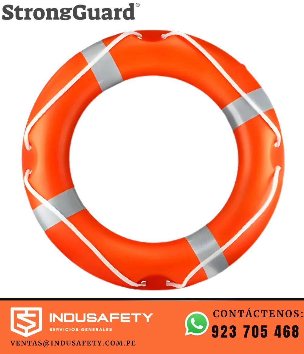 Aro Salvavidas SOLAS BZQ-2.5KG de 72 cm con Cuerda y Cintas Reflectivas
