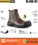 Bota Campera Corta para Soldador Sandder SS56-762 NIL vista con detalles del producto