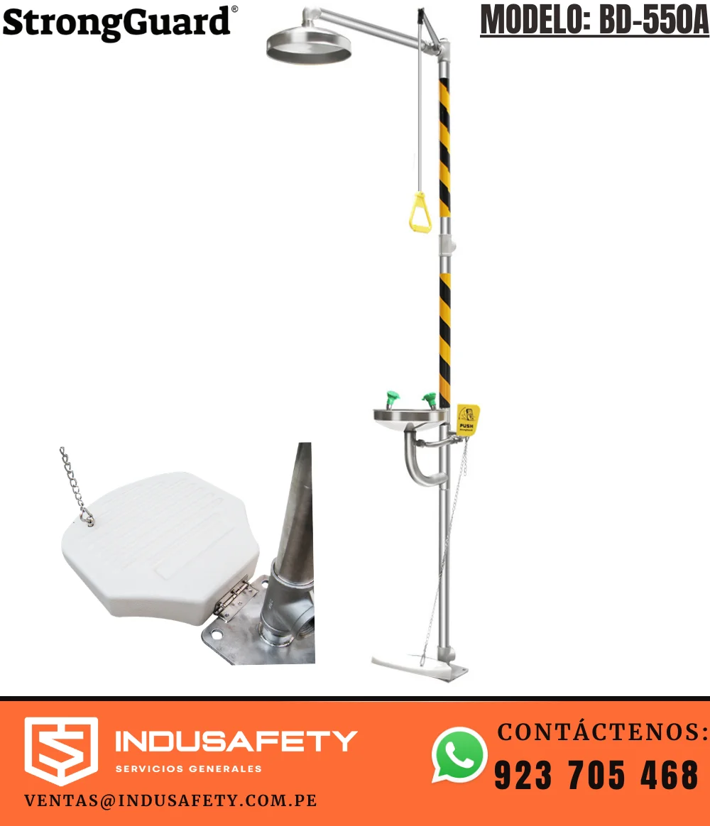 Ducha lavaojos con pedal de acero inoxidable BD-550A