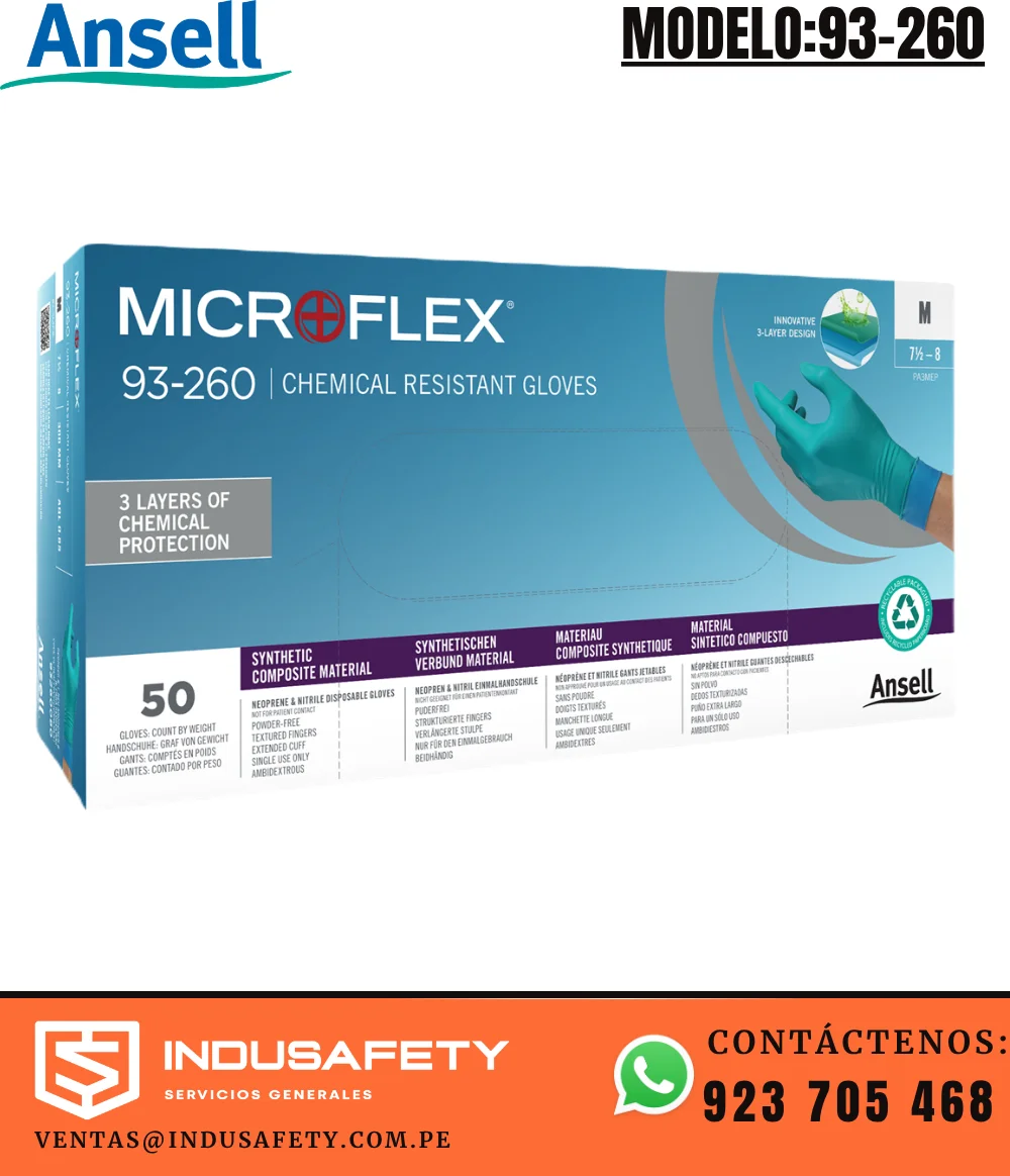Guante microflex 93-260 ansell para protección química