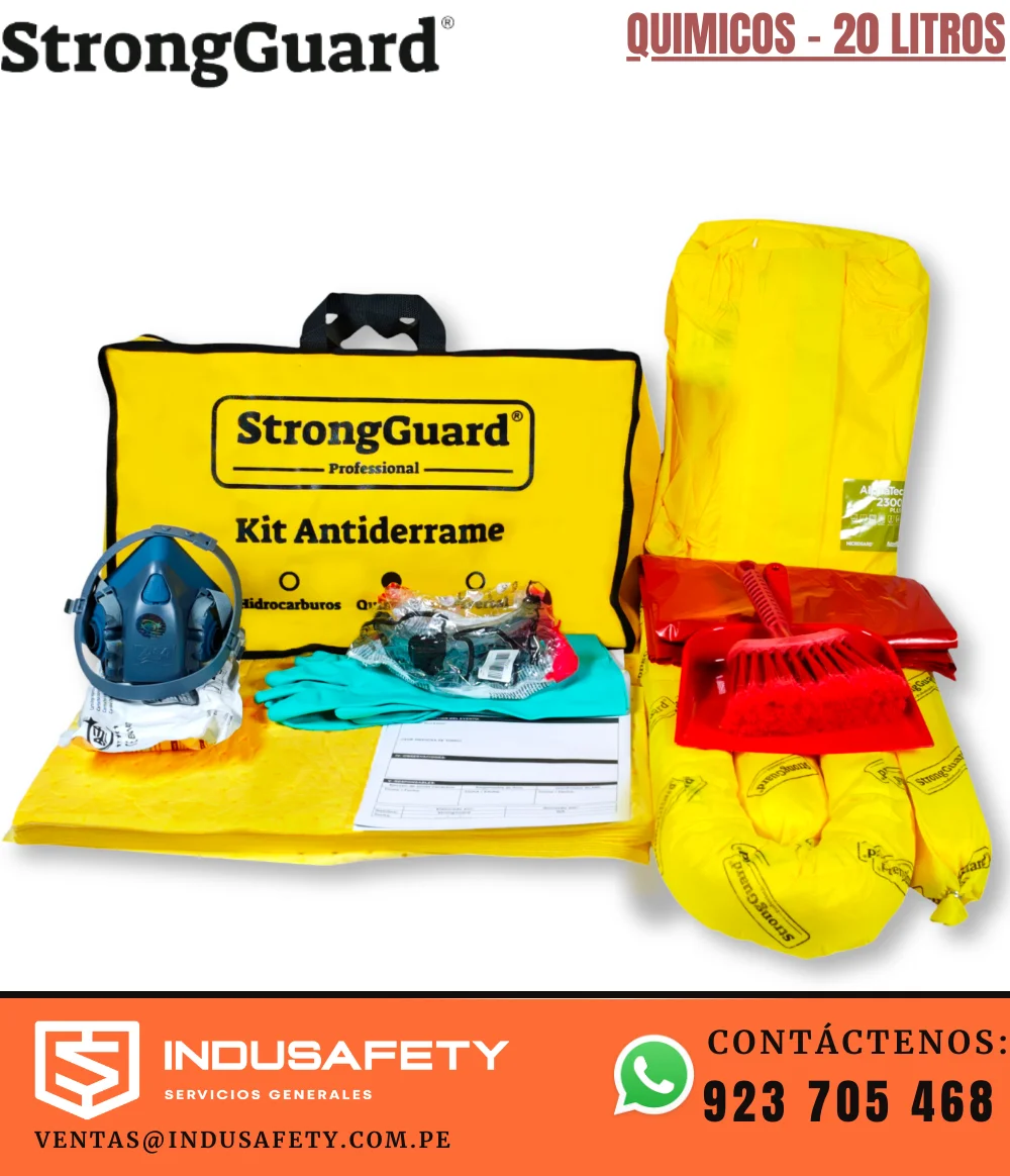 Kit antiderrame químico 20 litros StrongGuard KIT20LQ