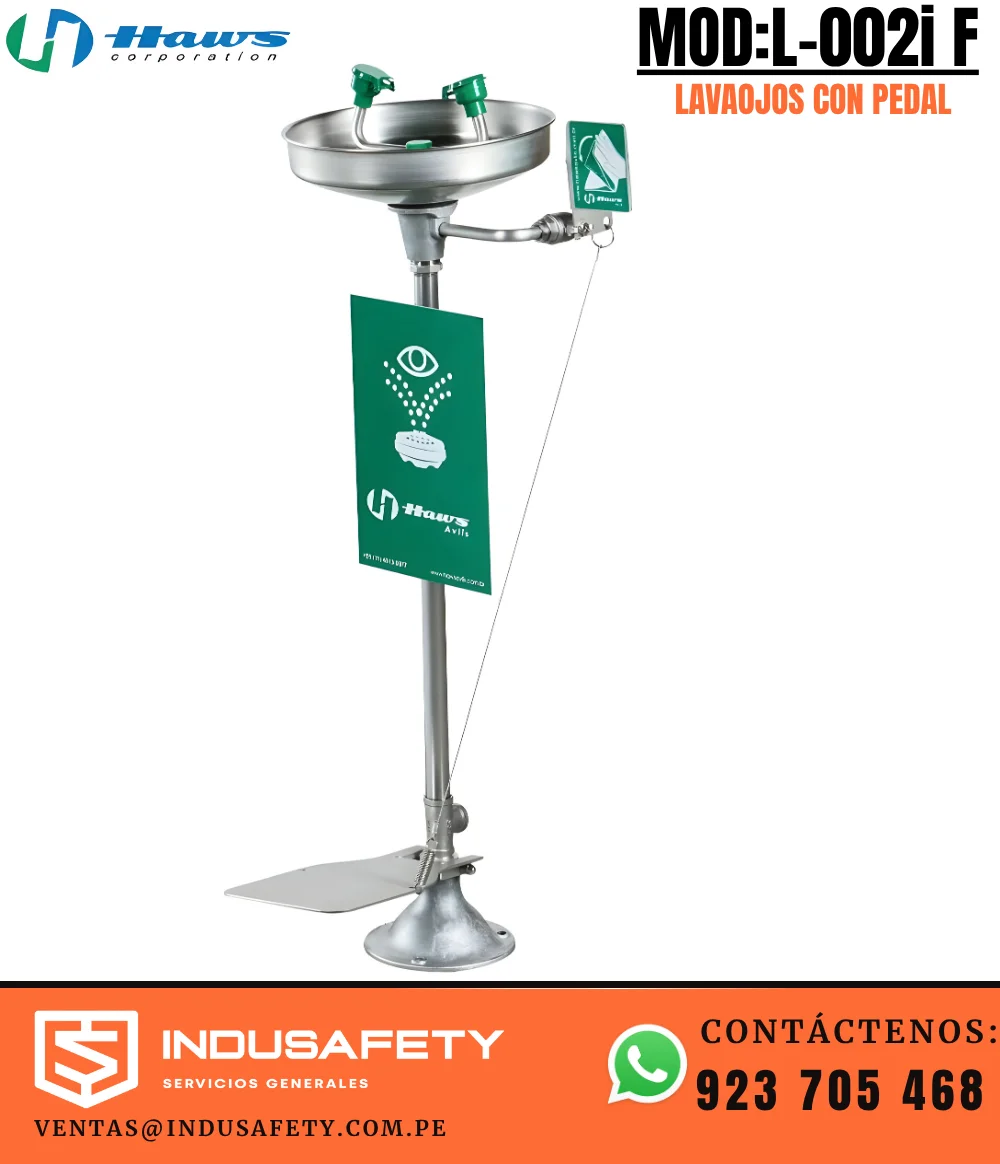 Lavaojos de Emergencia con Pedal Haws Avlis L-002i F para seguridad industrial
