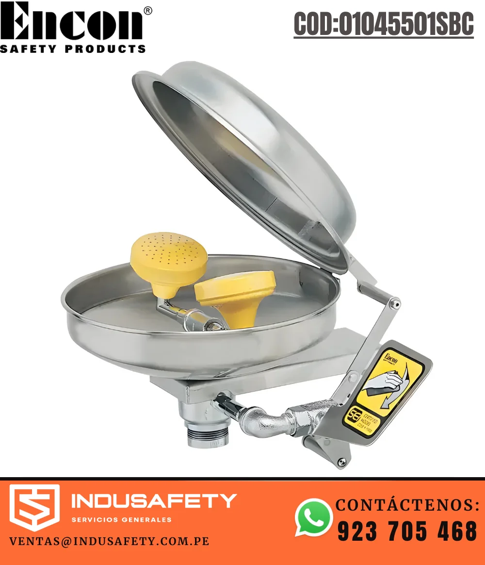 Lavaojos de pared con tapa Encon Safety de acero inoxidable