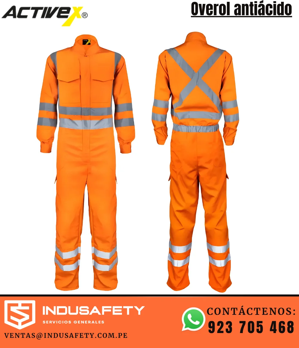 Overol Antiácido Naranja con Cinta Reflectiva Activex Acid Pro