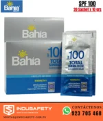 Bloqueador Solar Bahía SPF 100 Sachet x 10 g caja y sachet para protección solar UVA y UVB