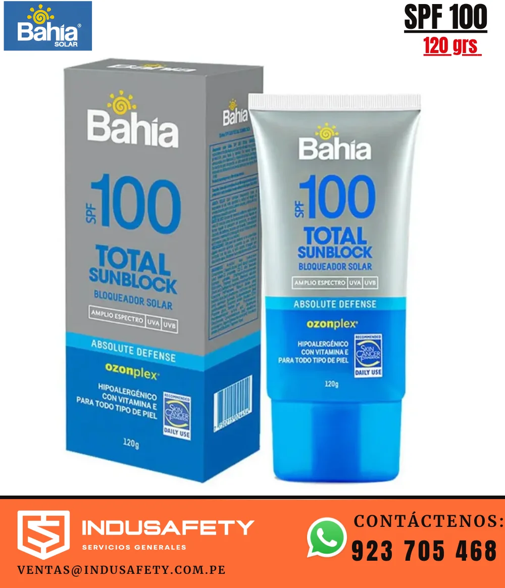 Bloqueador Solar Bahía SPF 100 x 120 g para protección solar UVA y UVB
