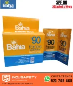 Bloqueador Solar Bahía SPF 90 Face Sachet x 10 g caja y sachets para protección facial UVA y UVB