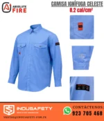 Camisa Ignífuga Celeste Absolute Fire con detalles 8.2 cal/cm²