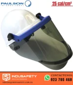 Careta anti arco eléctrico Paulson de 25 cal/cm2 con visor de protección facial para trabajos eléctricos.