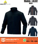 Casaca softshell Delta Plus LULEA2 negro con cierre frontal y diseño funcional para trabajo.