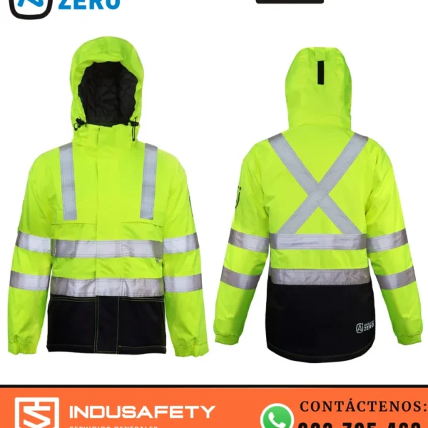 Casaca Minera Impermeable con Cinta 3M Thinsulate vista frontal y posterior
