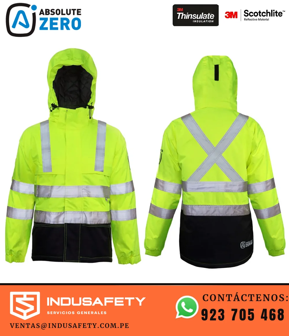 Casaca Impermeable para Mina con Cinta 3M Thinsulate vista frontal y posterior