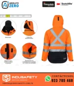 Casaca Térmica para Mina Thinsulate de alta visibilidad con detalles y vista posterior