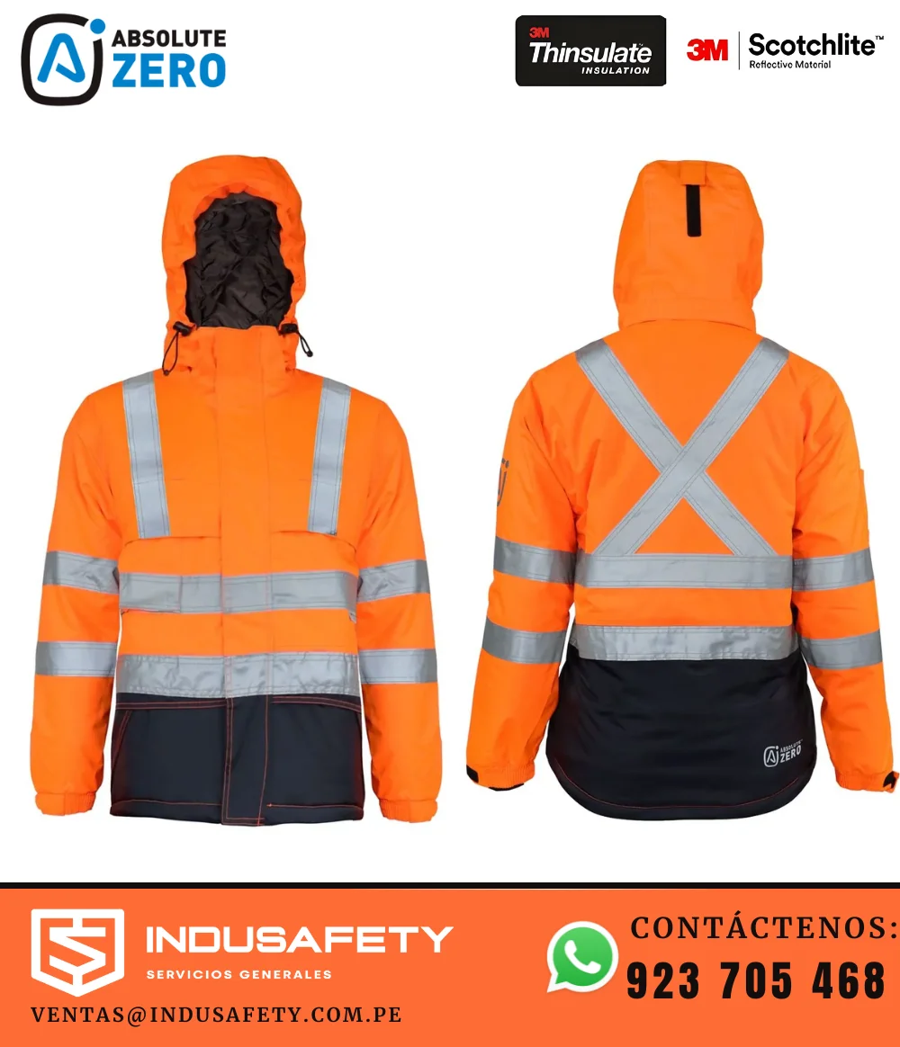 Casaca Térmica para Mina Thinsulate de alta visibilidad vista frontal y posterior