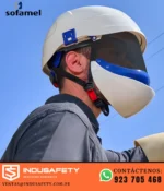 Casco anti arco eléctrico 10 cal/cm² en uso con pantalla facial integrada