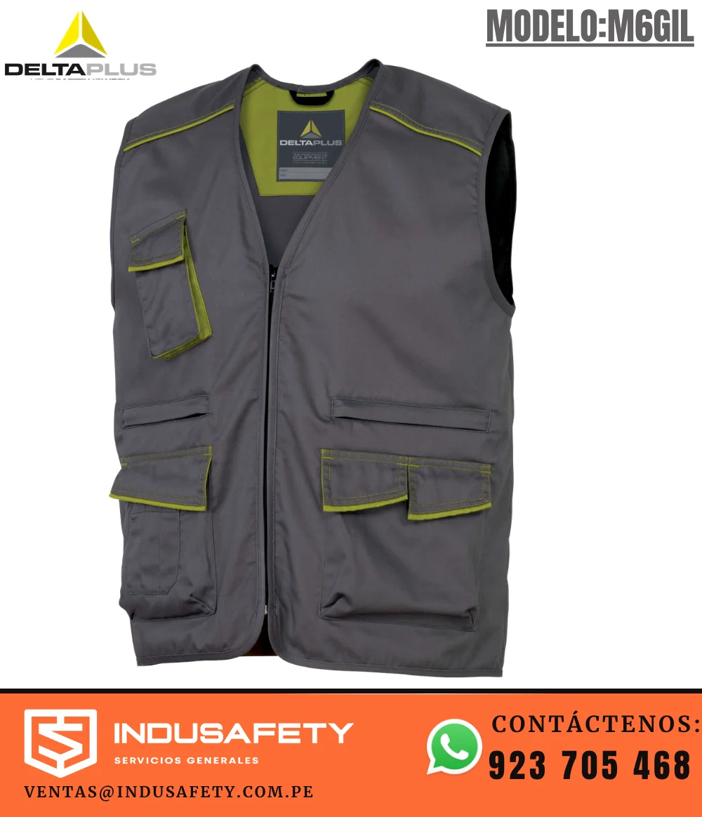 Chaleco Delta Plus M6GIL Gris-Verde multibolsillos