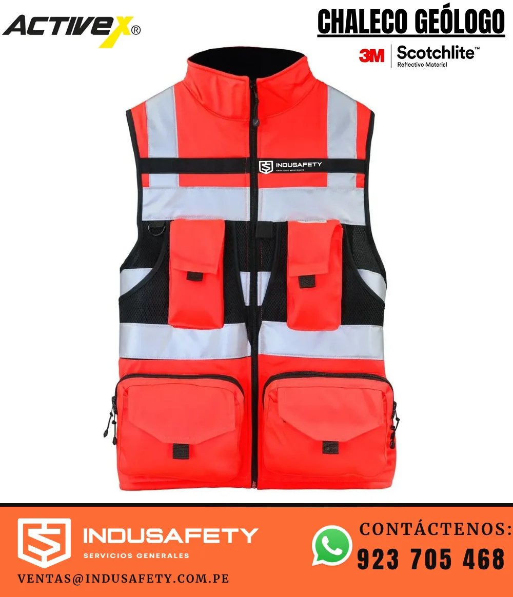 Chaleco Geólogo Activex Miner Rojo con cinta reflectante 3M