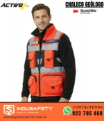 Chaleco Geólogo Activex Miner Rojo en uso con cinta reflectante 3M