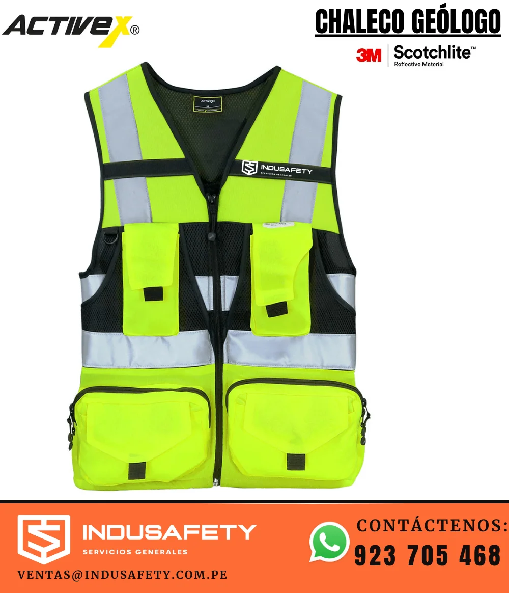Chaleco Geólogo Minero Amarillo con cinta 3M