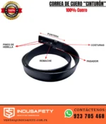 Correa de Cuero Doble Pin Negra para Uniforme Industrial