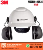 Orejeras 3M Peltor X5P3E vista frontal instaladas en casco de seguridad