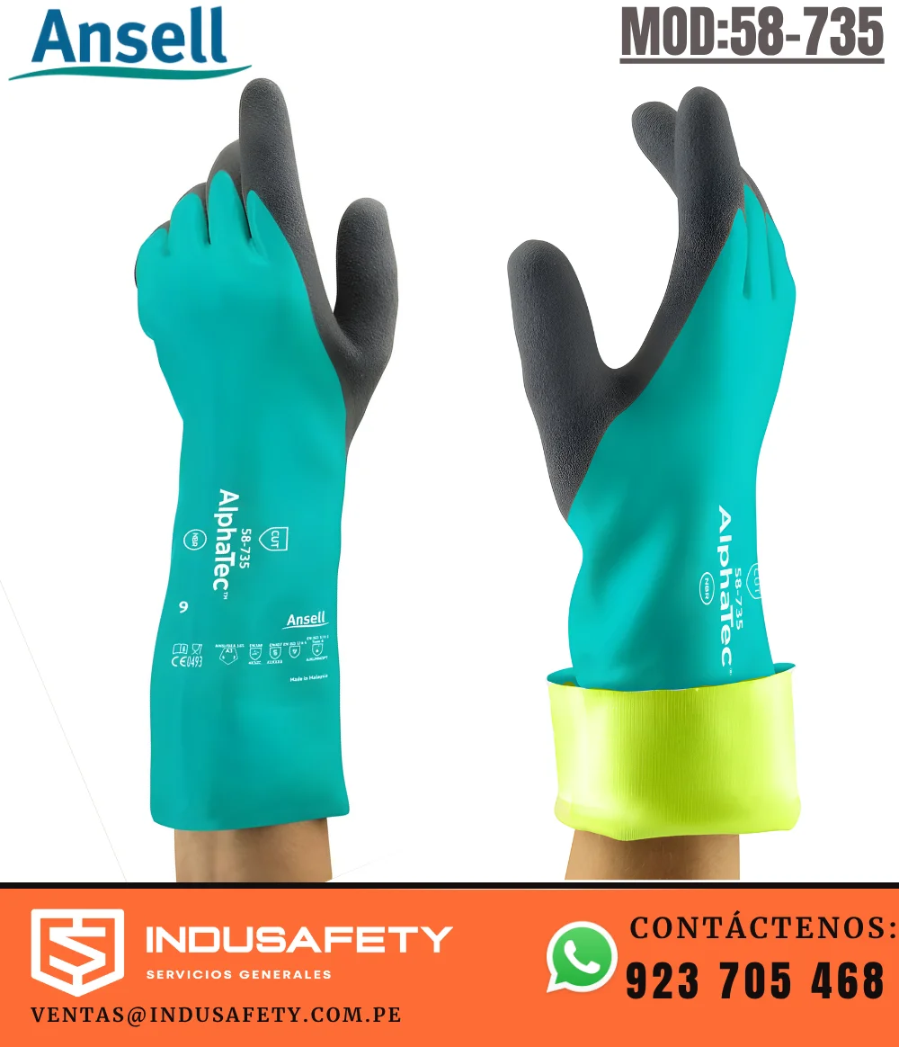 Guante Ansell AlphaTec 58-735 resistente a químicos