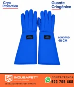 Guante criogénico Cryo Protection de 48 cm color azul, diseñado para protección en manipulación de materiales a bajas temperaturas.