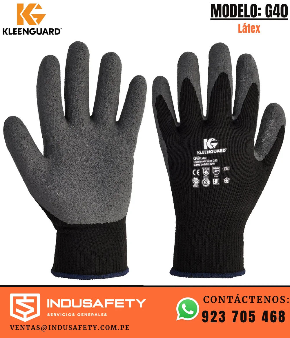 Guante G40 Látex Kleenguard negro gris para protección industrial