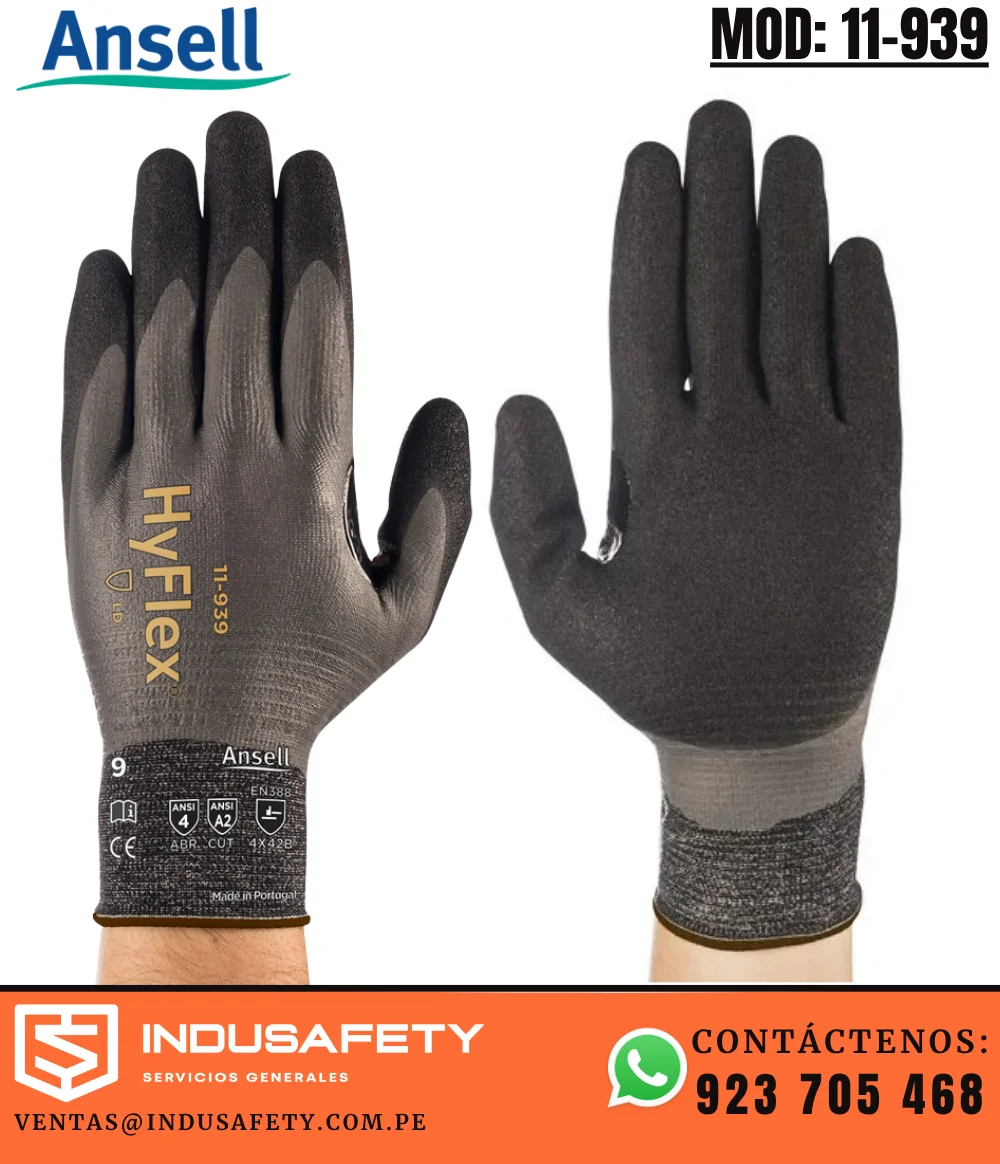Guante HyFlex 11-939 Ansell anticorte resistente a aceites