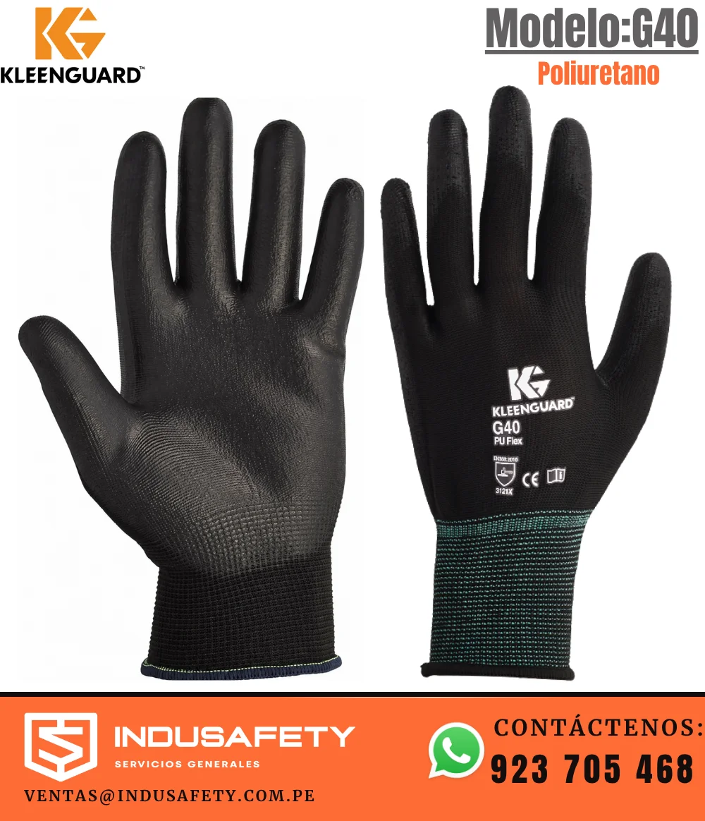 Guante Kleenguard G40 Poliuretano negro para protección industrial