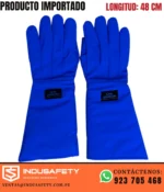 Guantes criogénicos azules de 48 cm para protección térmica en trabajos de frío extremo