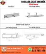 Hebilla doble pin para Correa de Cuero Doble Pin Negra