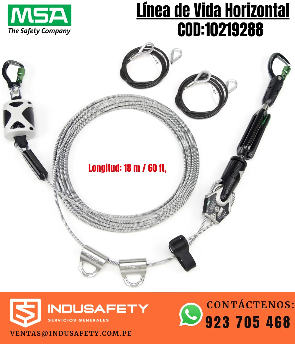 Línea de Vida Horizontal MSA 10219288 de cable 18 m 60 ft