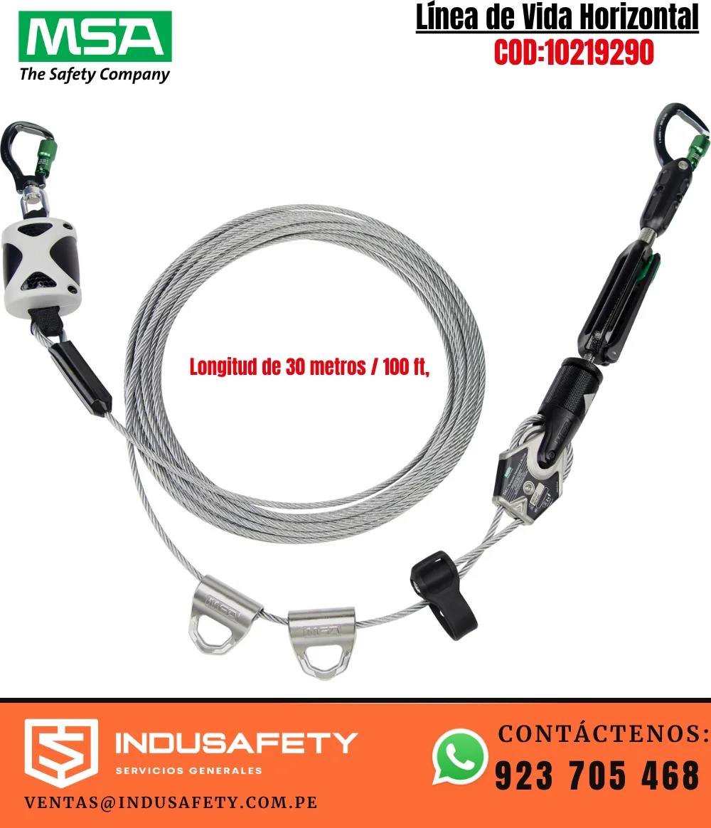 Línea de Vida Horizontal MSA 10219290 de cable 30 m 100 ft