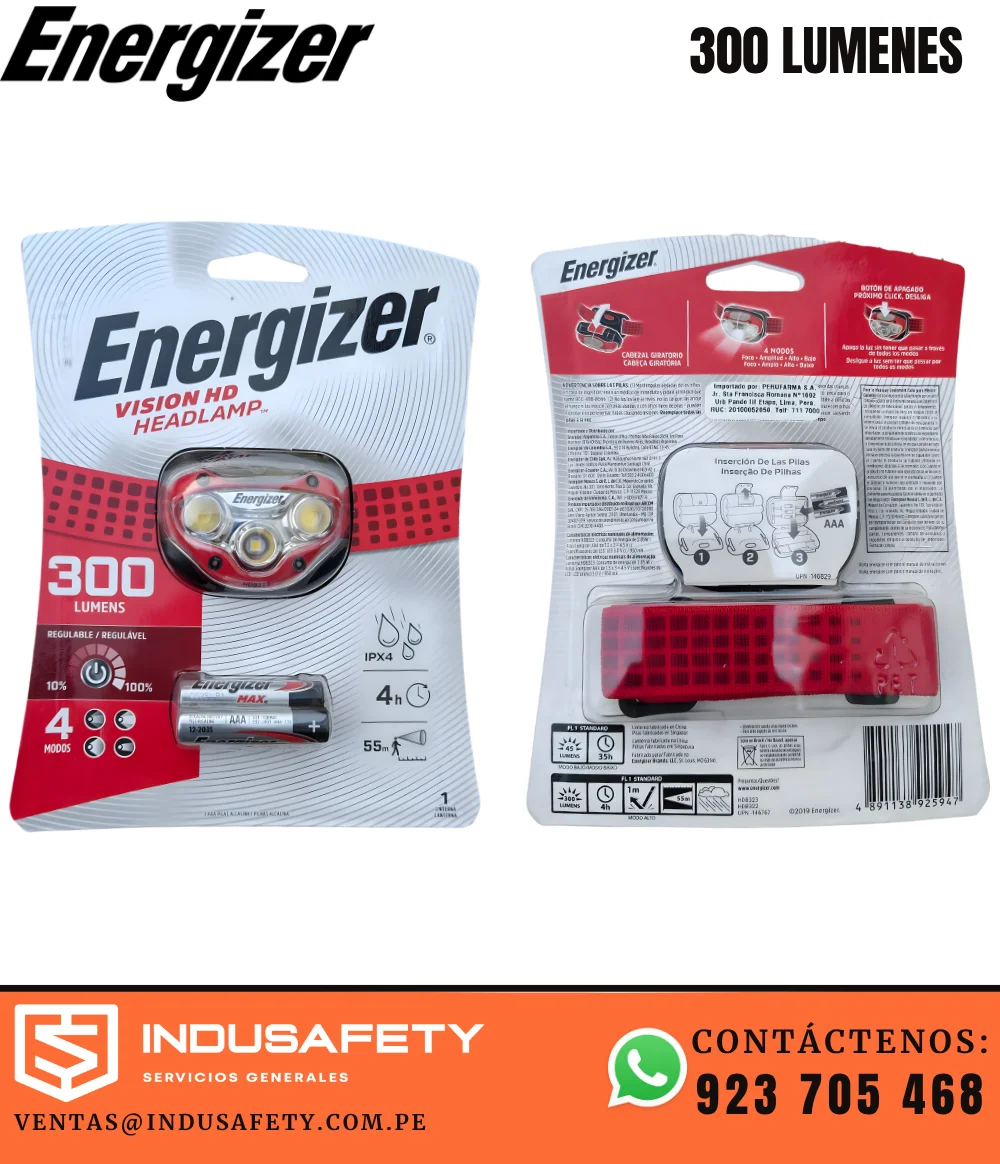 Linterna Frontal de 300 Lúmenes Energizer HDB323