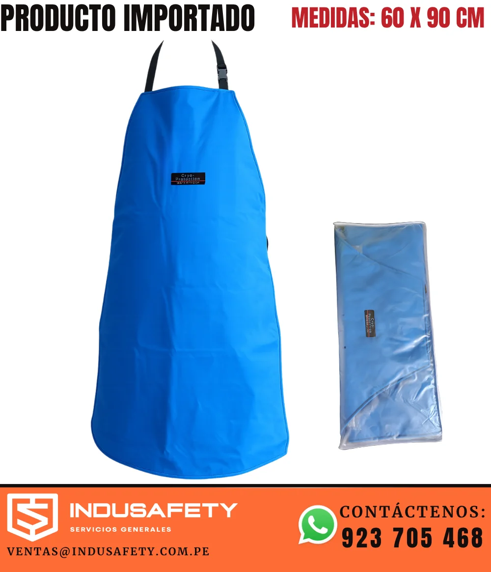 Mandil criogénico impermeable para nitrógeno líquido y hielo seco