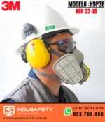 Orejeras 3M Peltor H9P3E en uso con casco de seguridad