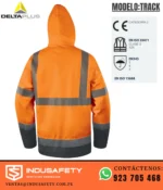 Parka Delta Plus TRACK Naranja Fluo-Gris vista posterior 8000 mm