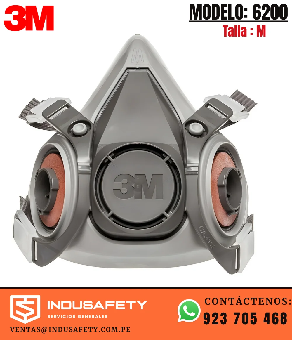 Respirador 3M 6200 de doble vía reutilizable talla M para protección respiratoria industrial