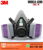 Respirador 3M 6200 de doble vía reutilizable talla M con cartuchos instalados