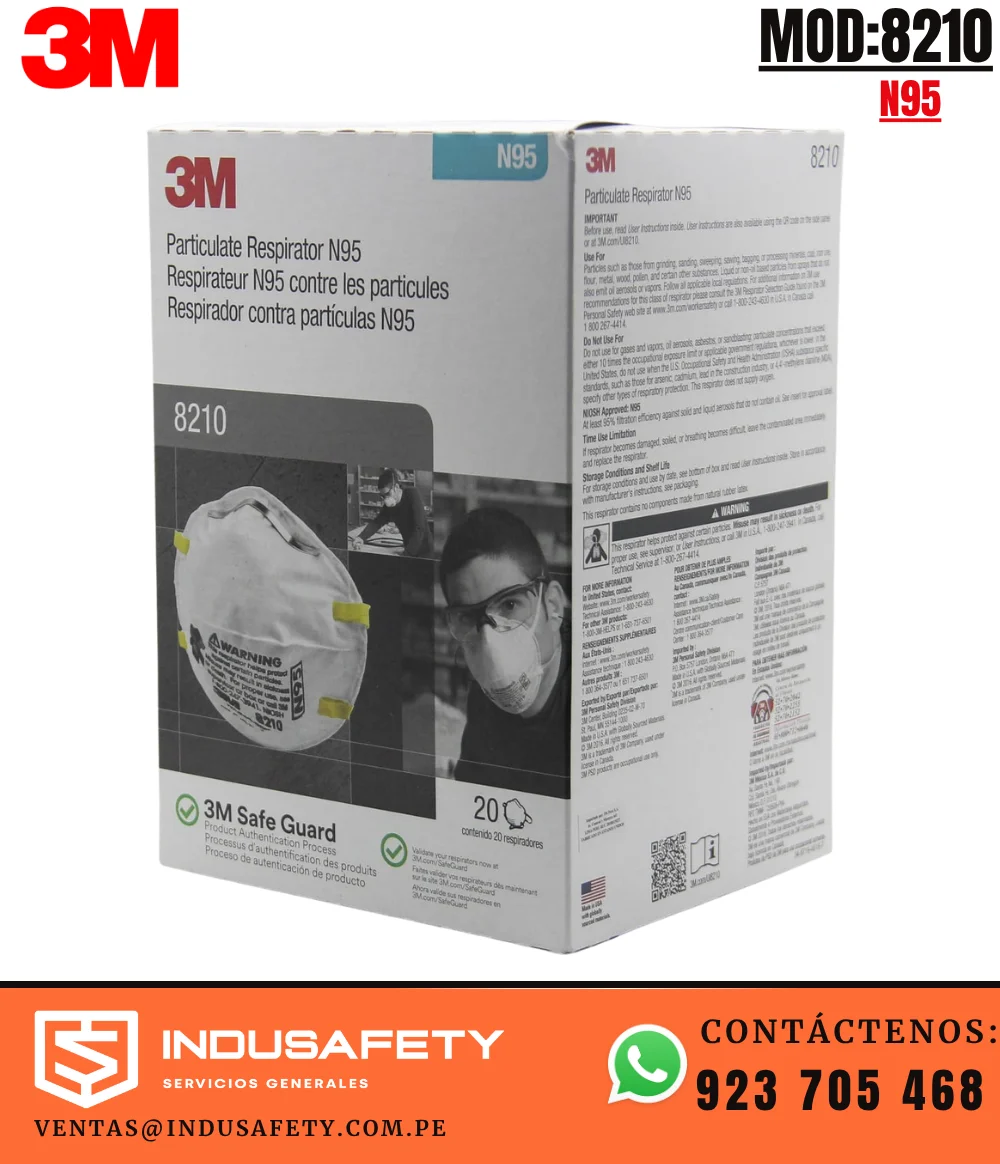 Respirador 3M 8210 N95 para polvos y partículas
