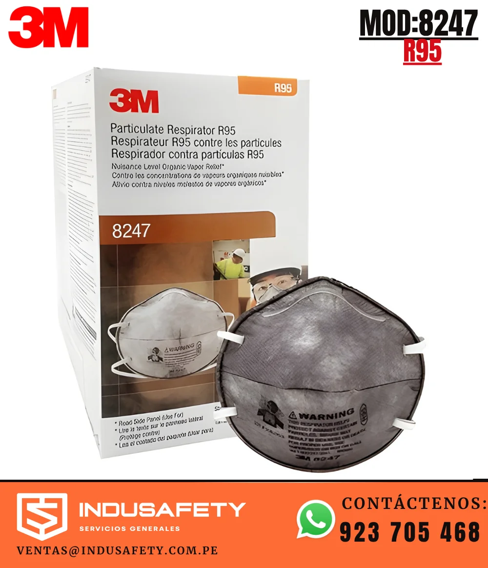 Respirador 3M 8247 R95 con carbón activado para polvos, humos y neblinas