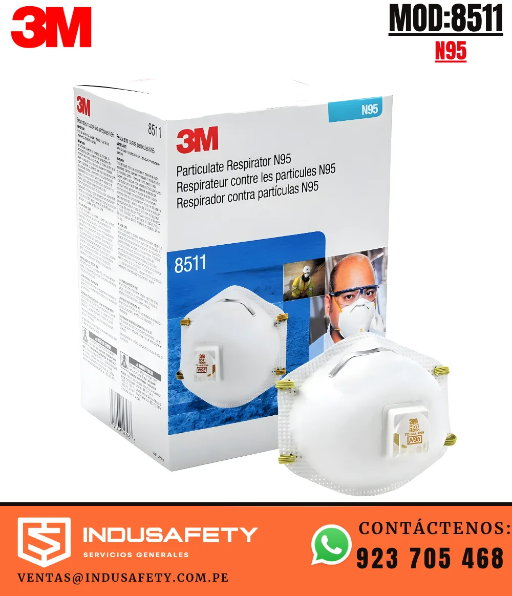 Respirador 3M 8511 N95 con válvula para polvos y aerosoles
