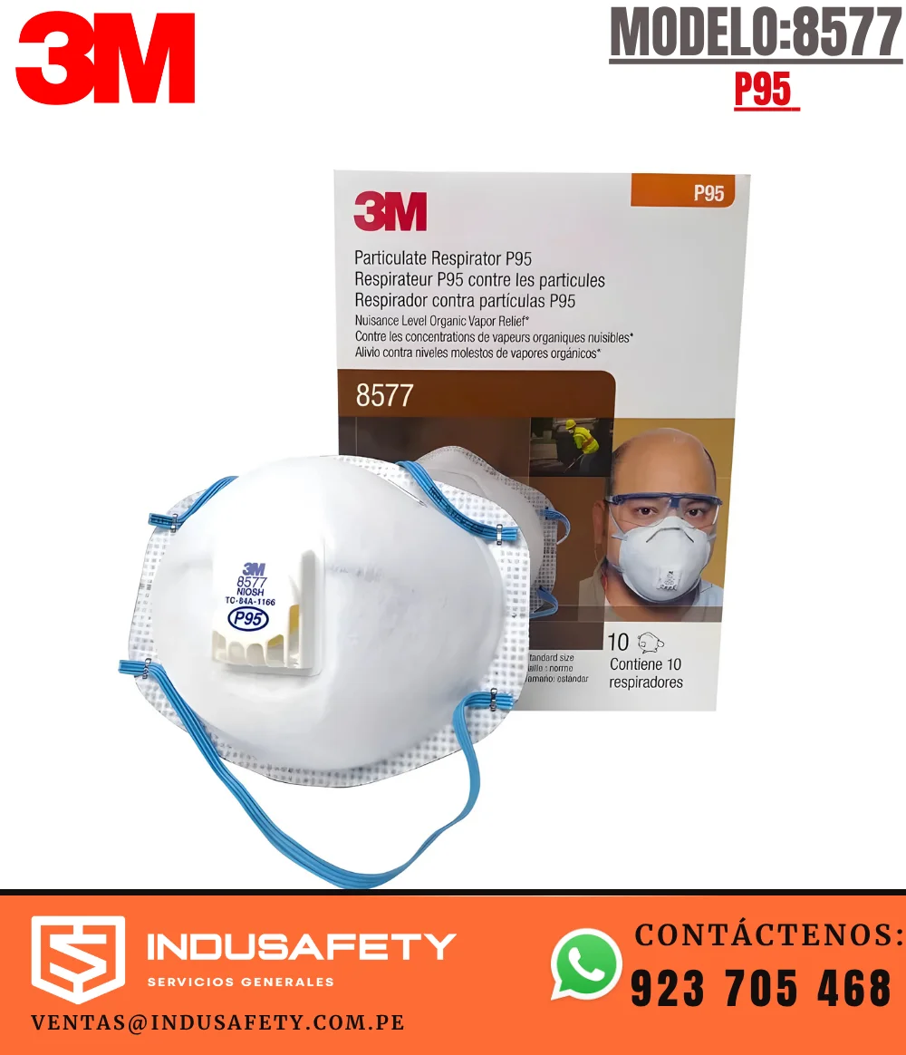 Respirador 3M 8577 P95 con válvula y carbón activado