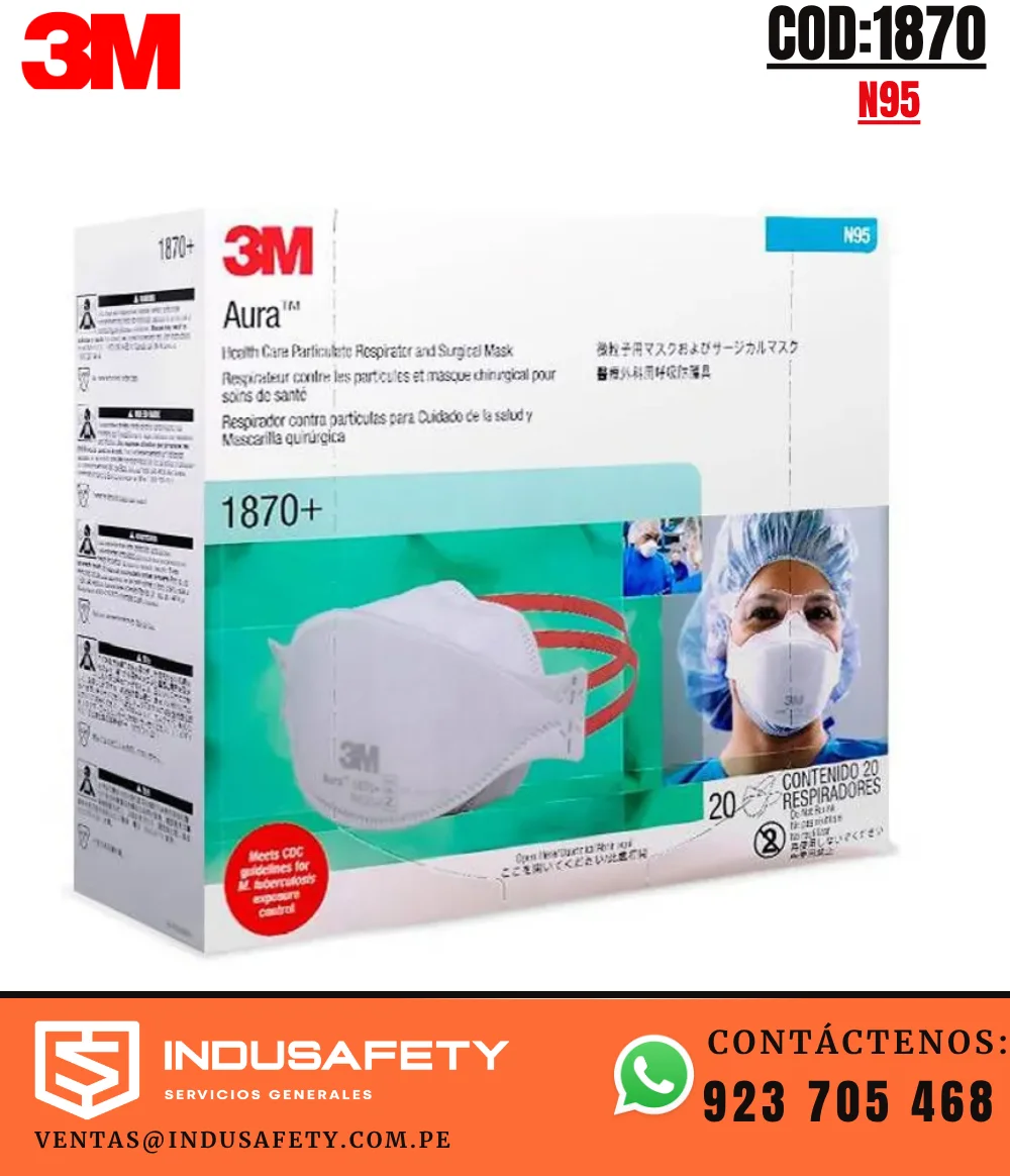 Respirador N95 3M 1870 para uso médico con diseño de tres paneles